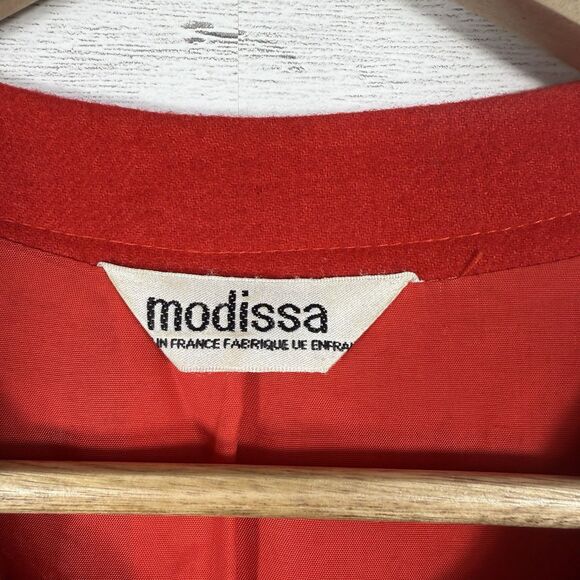 Modissa vintage wool coat womens red long button pockets large/ medium - Picture 3 of 10